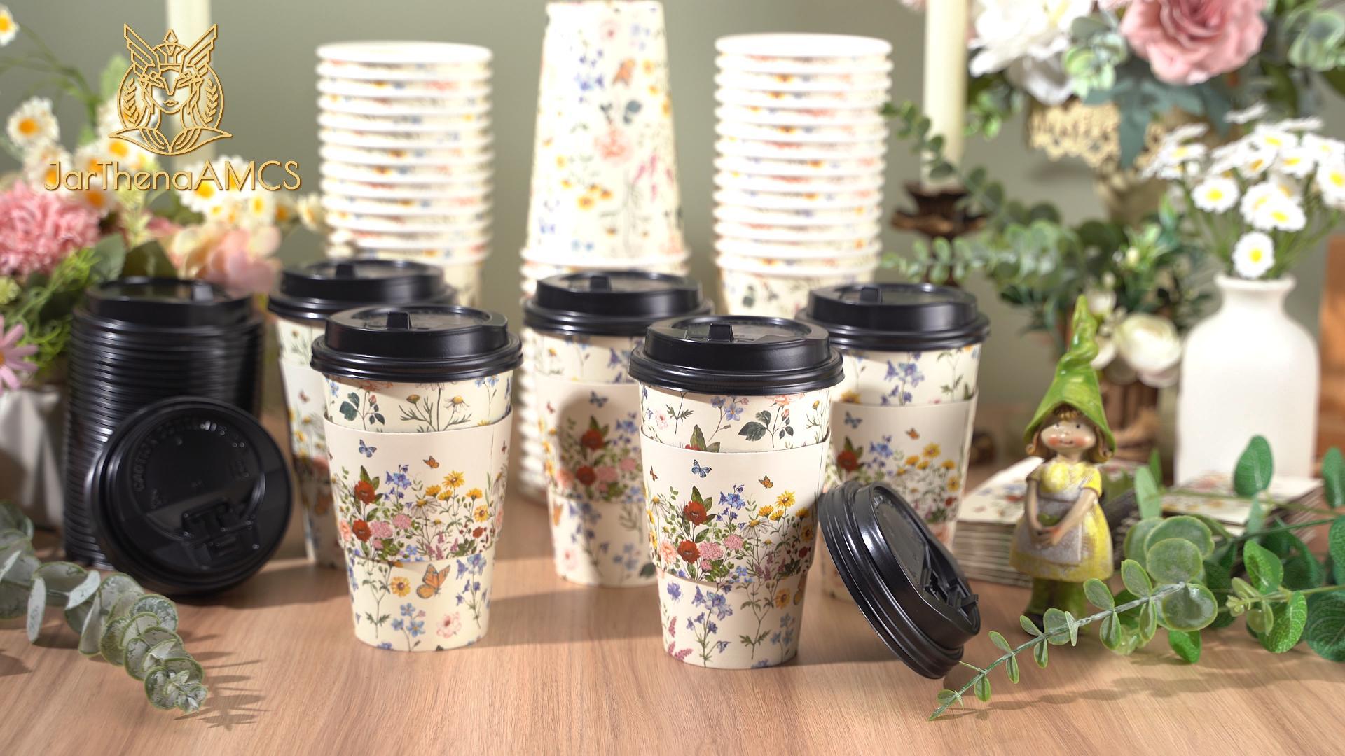 Amazon.com: JarThenaAMCS 50 Sets Vintage Floral Coffee Cups with